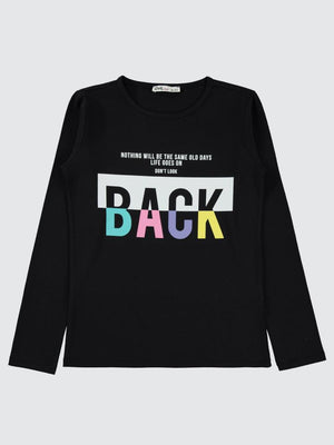 Civil Girls Back Baskılı 10-13 Yaş Sweatshirt - Siyah