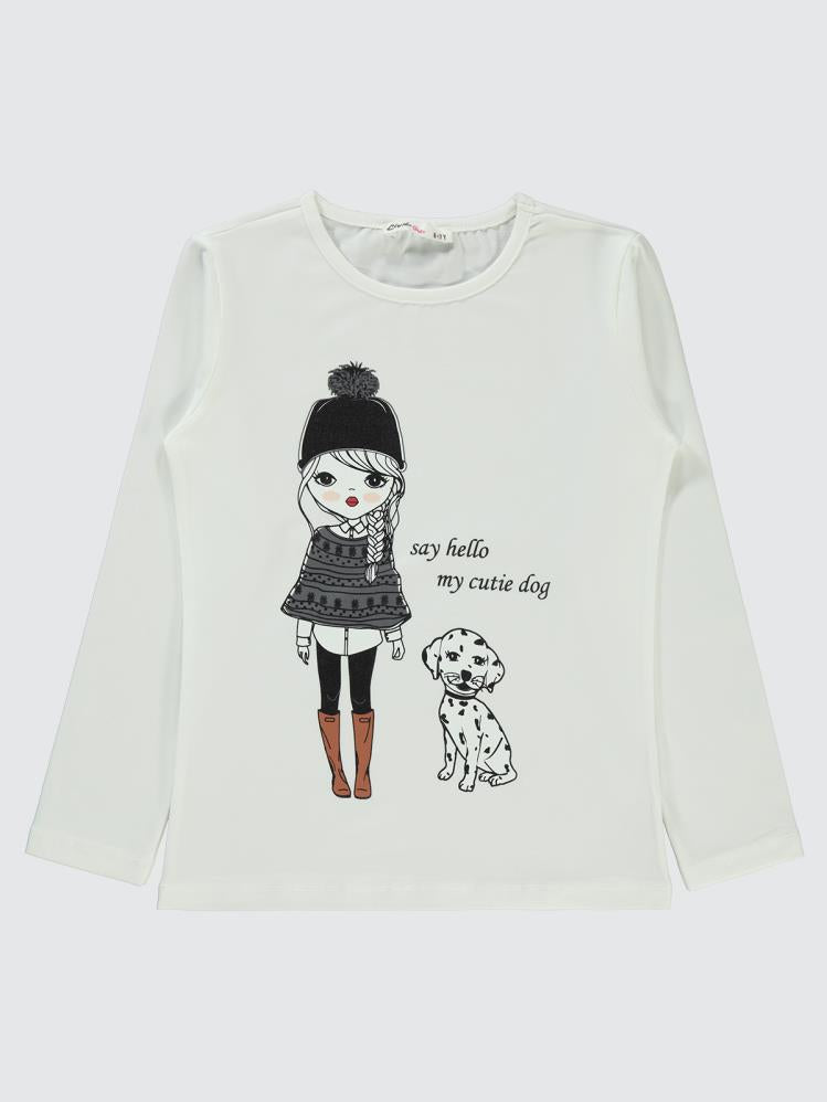 Civil Girls Say Hello Kız Baskılı 6-9 Yaş Sweatshirt - Ekru