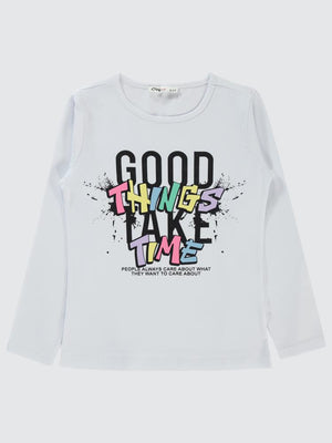 Civil Girls Good Things Baskılı 6-9 Yaş Sweatshirt - Beyaz
