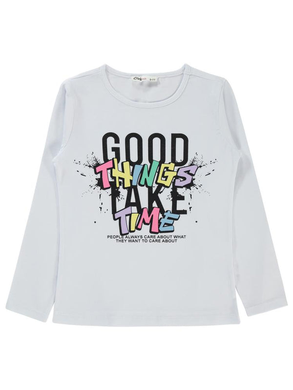 Civil Girls Good Things Baskılı 6-9 Yaş Sweatshirt - Beyaz