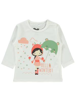 Civil Baby Hello Winter Baskılı 6-18 Ay Sweatshirt - Ekru