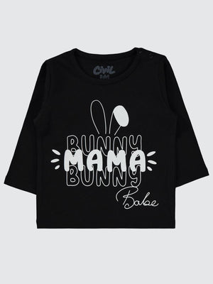 Civil Baby Bunny Baskılı 6-18 Ay Sweatshirt - Siyah