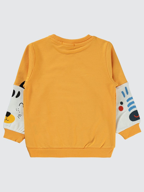 Civil Boys Kol Hayvanlar Baskılı 2-5 Yaş Sweatshirt - Hardal