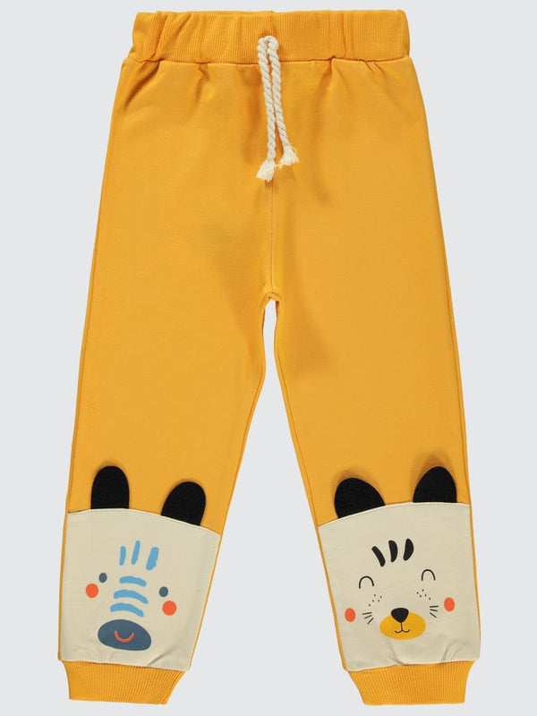 Civil Boys Sevimli Hayvanlar Paça Baskılı 2-5 Yaş Eşofman Altı - Hardal