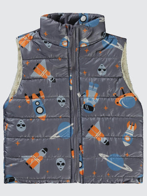 Civil Boys Uzay Desen Velsoftlu 2-5 Yaş Yelek - Gri