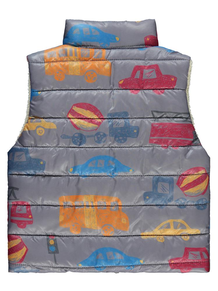 Civil Boys Arabalar Desen Velsoftlu 2-5 Yaş Yelek - Gri