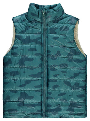 Civil Boys Kamuflaj Desen Velsoftlu 6-9 Yaş Yelek - Yeşil