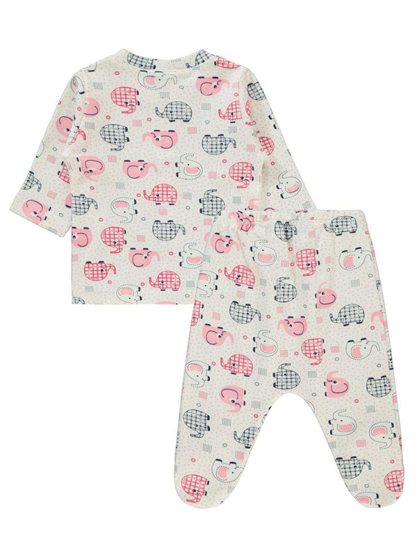 Civil Baby Fil Empirme Baskılı 1-6 Ay Pijama Takımı - Pembe