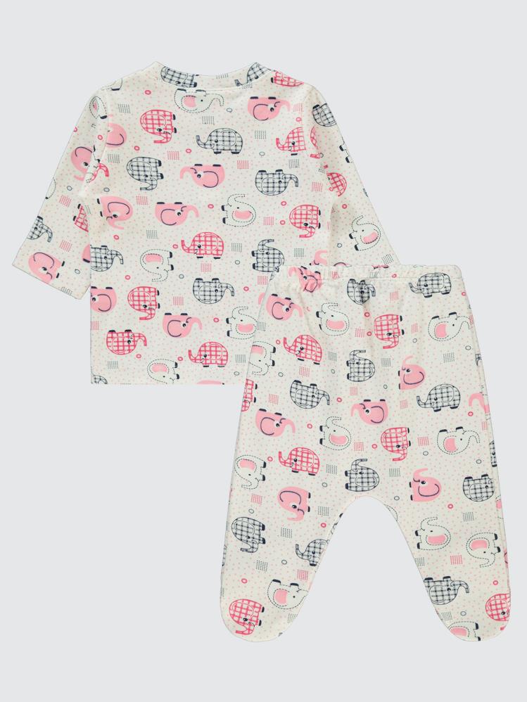 Civil Baby Fil Empirme Baskılı 1-6 Ay Pijama Takımı - Pembe