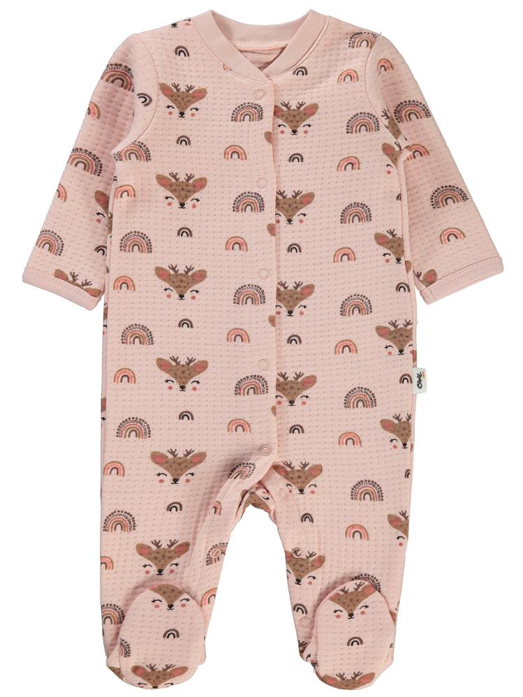 Civil Baby Gökkuşağı Etiketli 1-6 Ay Tulum - Pudra