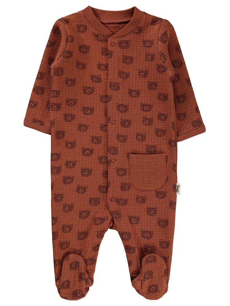 Civil Baby Ayıcık Empirmeli 1-6 Ay Tulum - Kahverengi