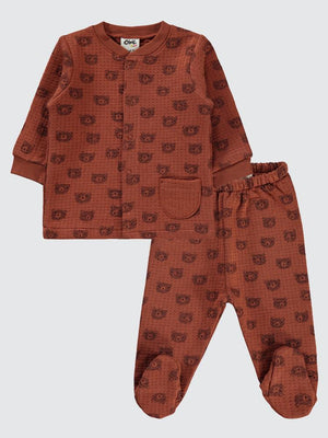 Civil Baby Ayıcık Empirmeli 1-6 Ay Pijama Takımı - Kahverengi