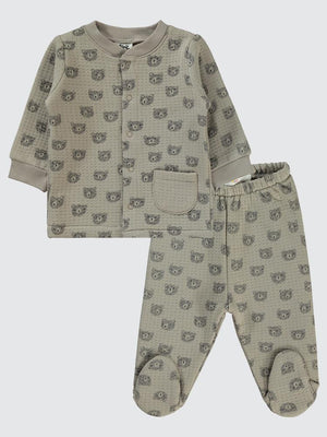 Civil Baby Ayıcık Empirmeli 1-6 Ay Pijama Takımı - Bej