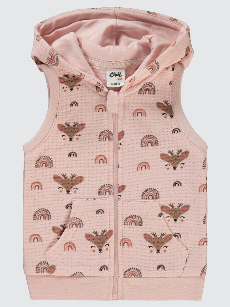 Civil Baby Geyik Empirme 6-18 Ay Yelek - Pudra