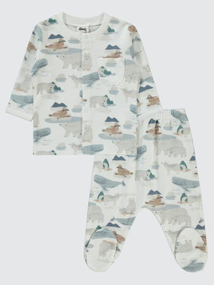 Civil Baby Hibernation Empirme 1-6 Ay Pijama Takımı - Ekru