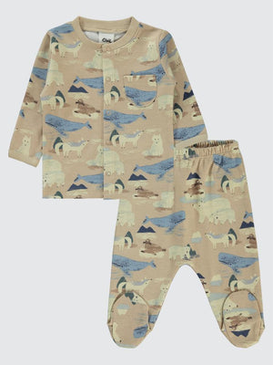 Civil Baby Hibernation Empirme 1-6 Ay Pijama Takımı - Kahverengi