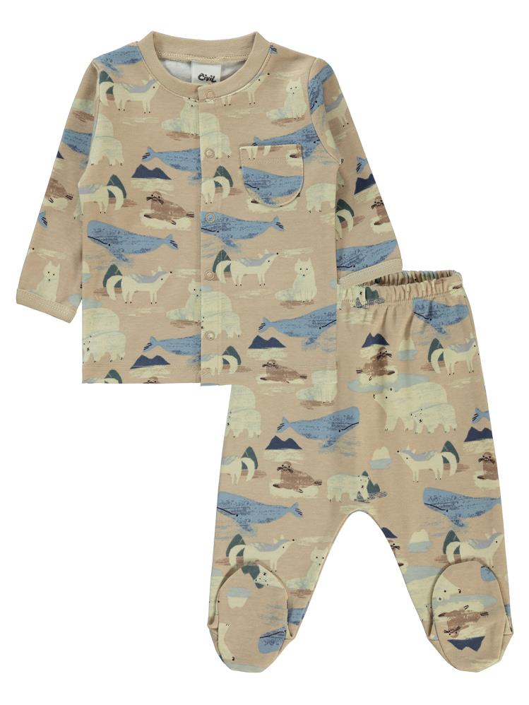 Civil Baby Hibernation Empirme 1-6 Ay Pijama Takımı - Kahverengi