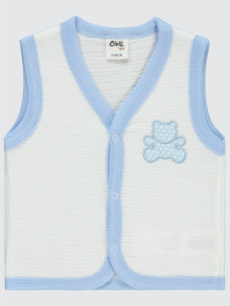 Civil Baby Ayıcık Nakışlı 6-18 Ay Yelek - Mavi