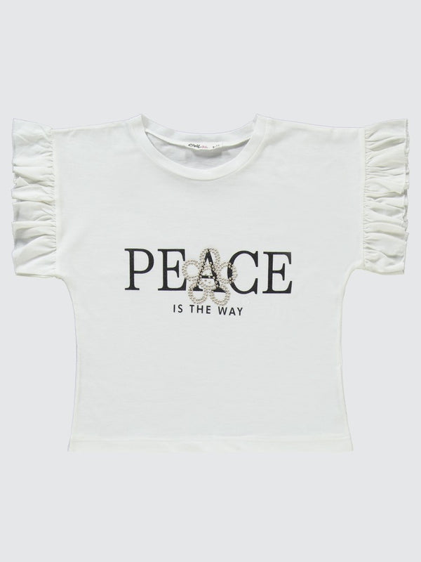 Civil Girls Peace Baskılı 6-9 Yaş Takım - Pudra