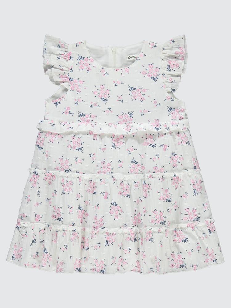 Civil Girls Çiçek Desenli 2-5 Yaş Elbise - Pembe