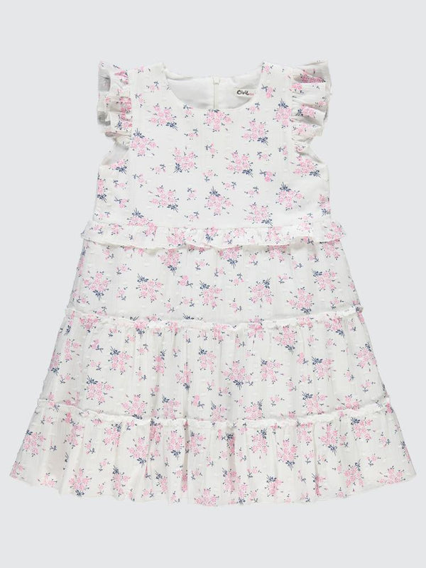 Civil Girls Çiçek Desenli 6-9 Yaş Elbise - Pembe