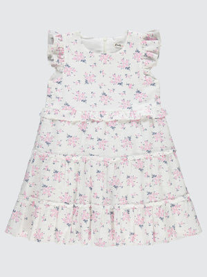 Civil Girls Çiçek Desenli 6-9 Yaş Elbise - Pembe