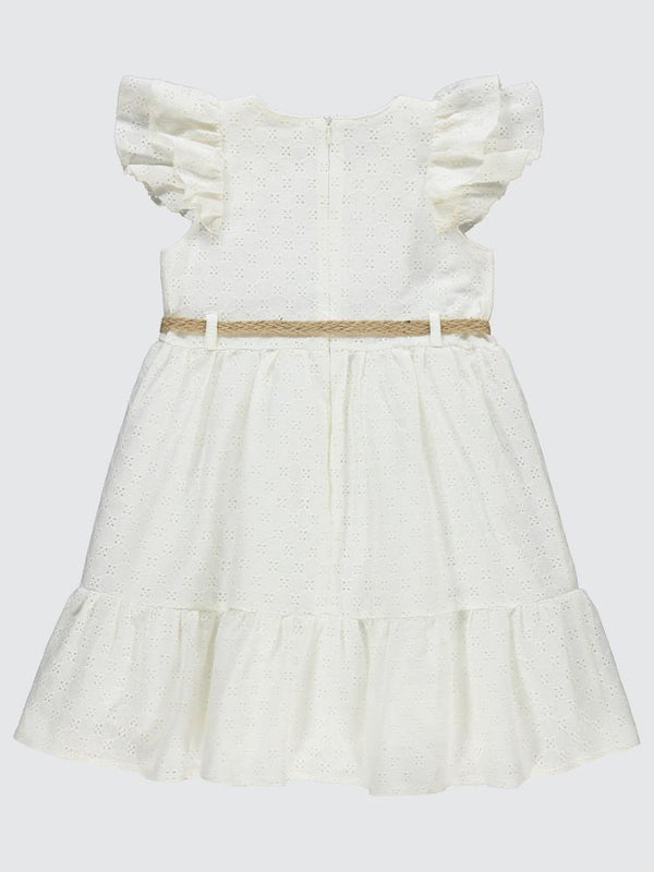 Civil Girls Dantel Fırfırlı Kollu 6-9 Yaş Elbise - Ekru