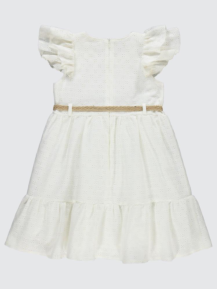 Civil Girls Dantel Fırfırlı Kollu 6-9 Yaş Elbise - Ekru
