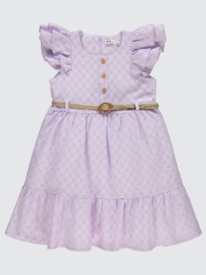Civil Girls Dantel Fırfırlı Kollu 6-9 Yaş Elbise - Lila