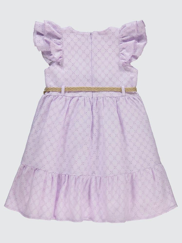 Civil Girls Dantel Fırfırlı Kollu 6-9 Yaş Elbise - Lila