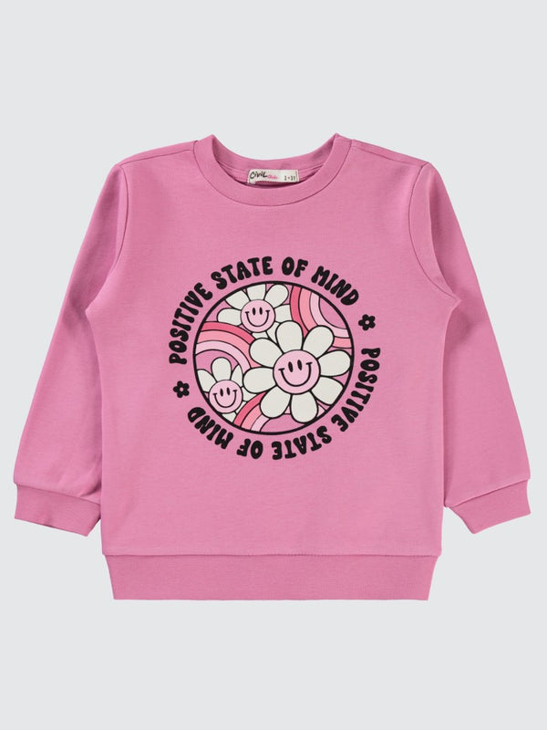 Civil Girls Papatya Baskılı 2-5 Yaş Sweatshirt - Pembe