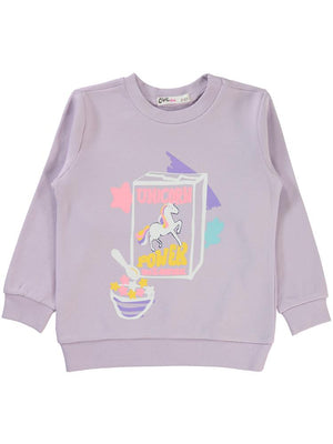 Civil Girls Unicorn Baskılı 2-5 Yaş Sweatshirt - Lila