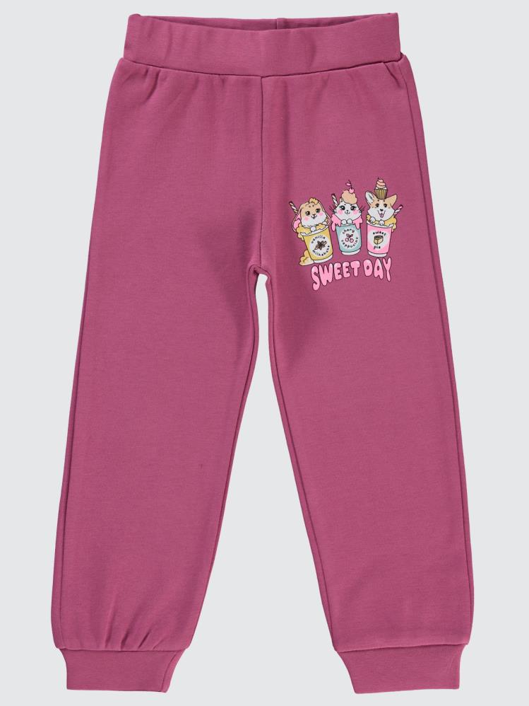 Civil Girls Sweet Day Baskılı 2-5 Yaş Eşofman Altı - Fusya