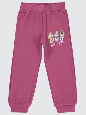 Civil Girls Sweet Day Baskılı 2-5 Yaş Eşofman Altı - Fusya