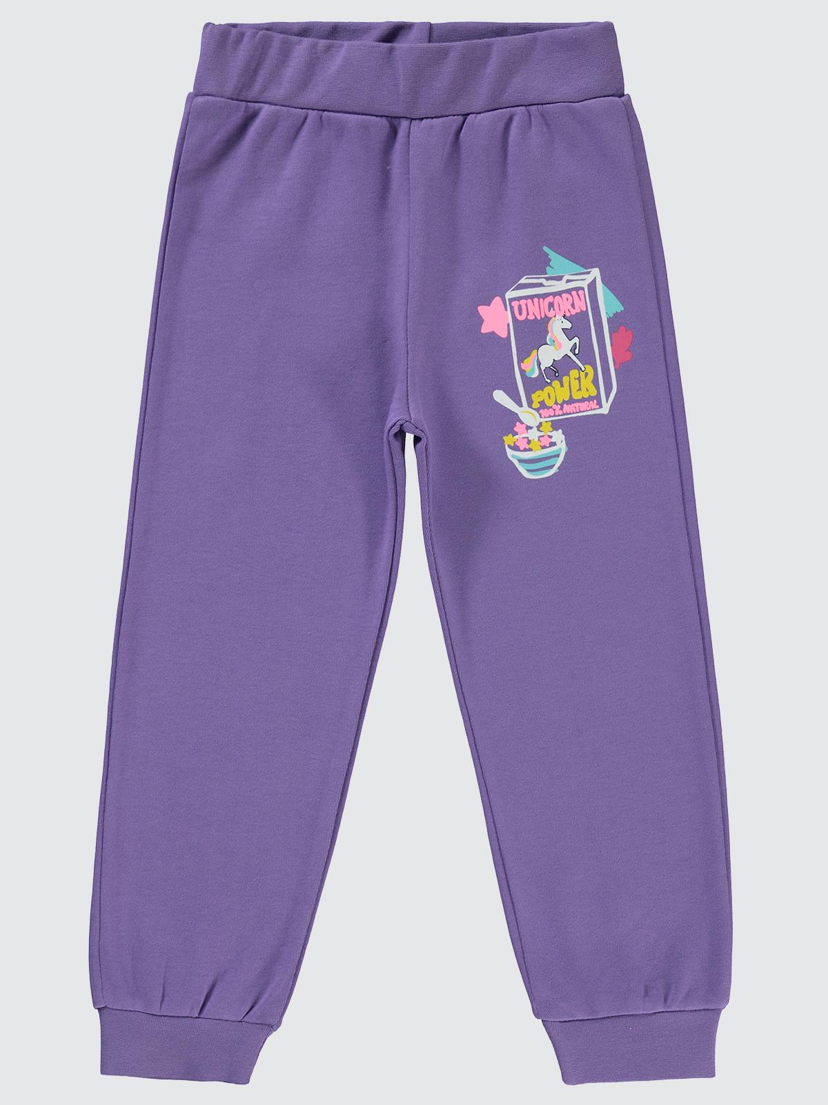 Civil Girls Unicorn Baskılı 2-5 Yaş Eşofman Altı - Lila