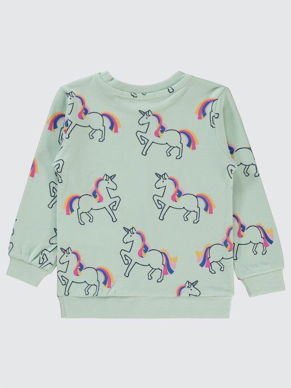 Civil Girls Unicorn Empirme 2-5 Yaş Sweatshirt - Yeşil