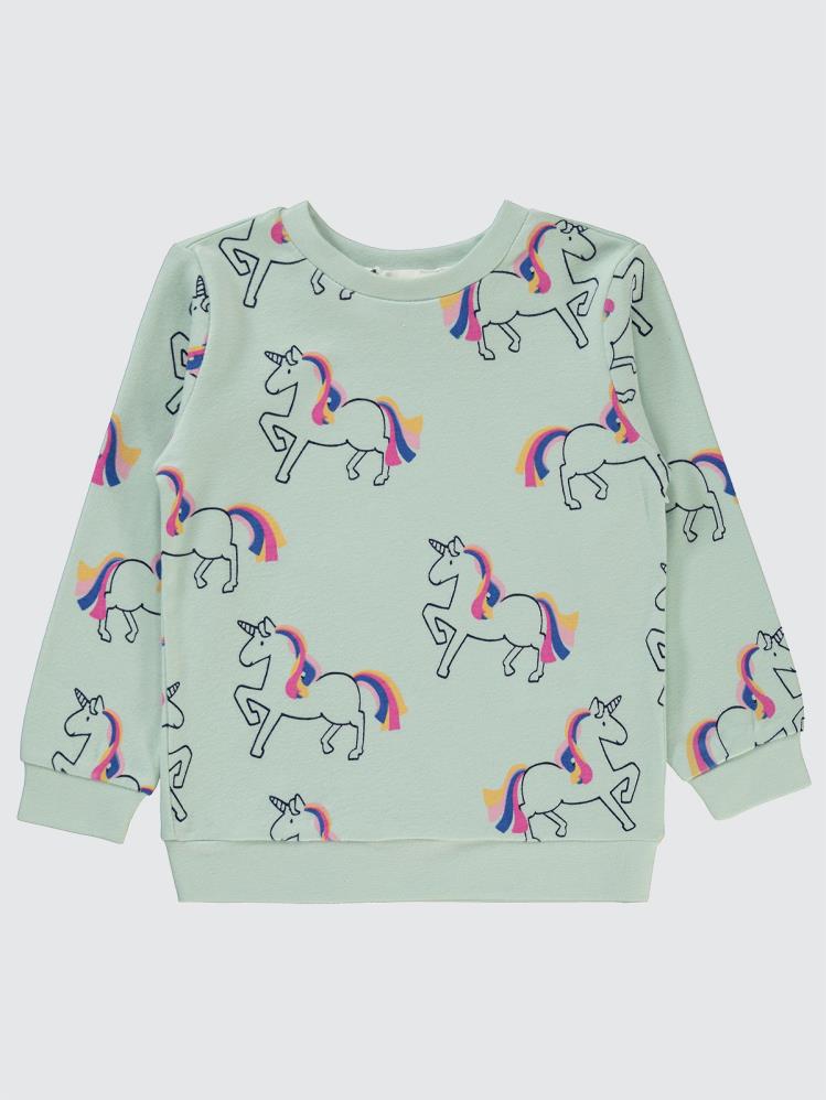 Civil Girls Unicorn Empirme 2-5 Yaş Sweatshirt - Yeşil