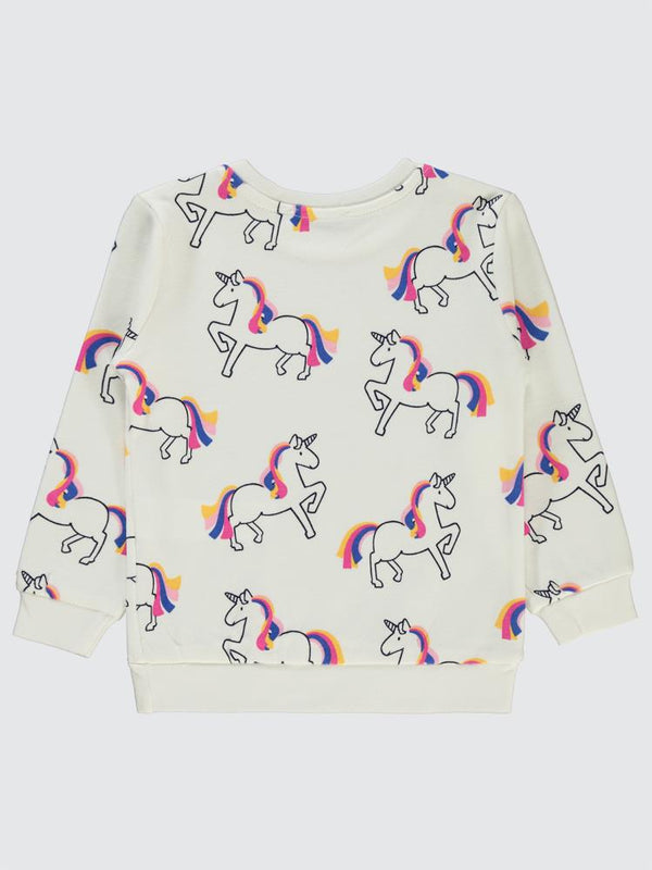 Civil Girls Unicorn Empirme 2-5 Yaş Sweatshirt - Ekru