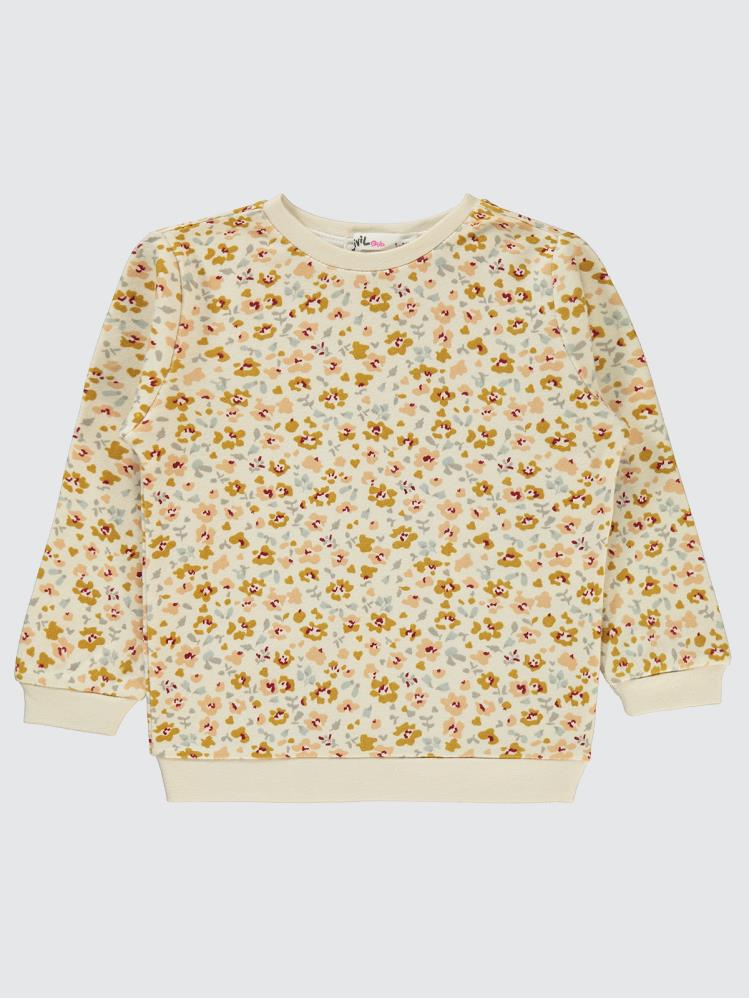 Civil Girls Çiçek Empirme 2-5 Yaş Sweatshirt - Beyaz