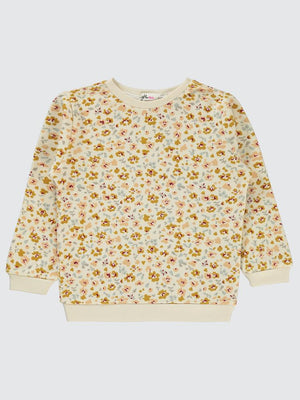 Civil Girls Çiçek Empirme 2-5 Yaş Sweatshirt - Beyaz