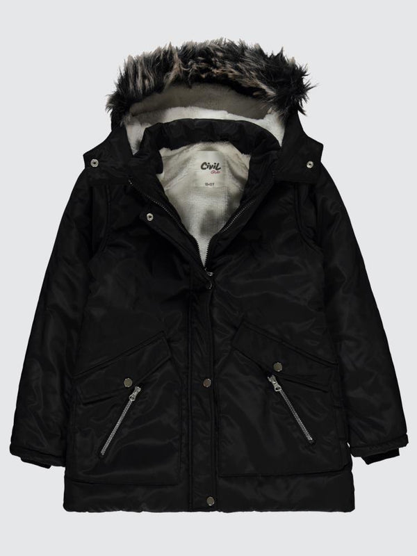 Civil  Girls Fermuar Cepli 10-13 Yaş Mont - Siyah