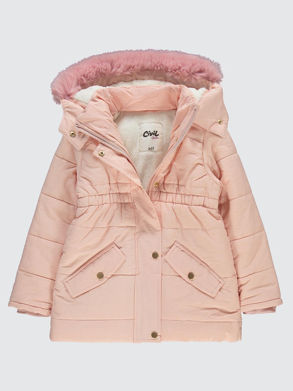Civil Girls Bel Büzgülü 10-13 Yaş Mont - Pudra