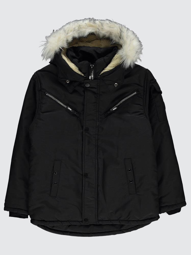 Civil Boys Fermuarlı Cepli 10-13 Yaş Mont - Siyah