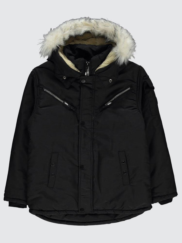 Civil Boys Fermuarlı Cepli 6-9 Yaş Mont - Siyah