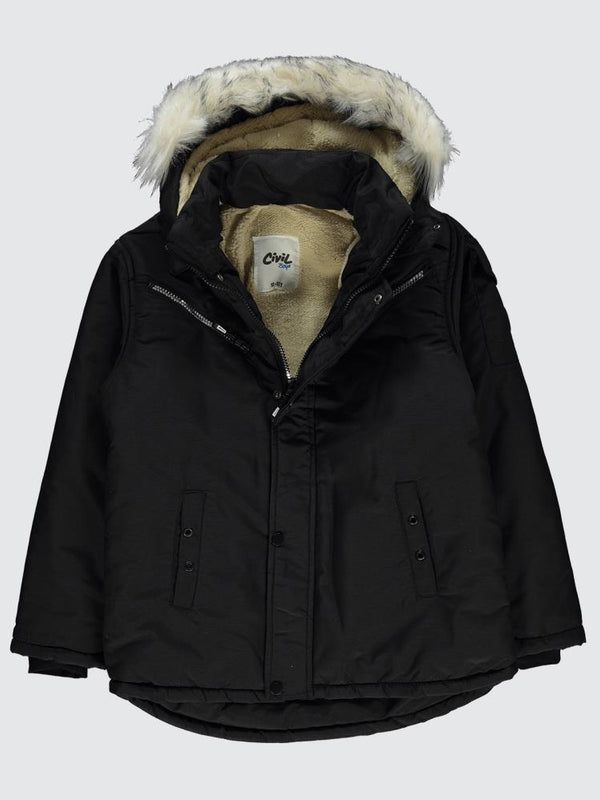 Civil Boys Fermuarlı Cepli 10-13 Yaş Mont - Siyah