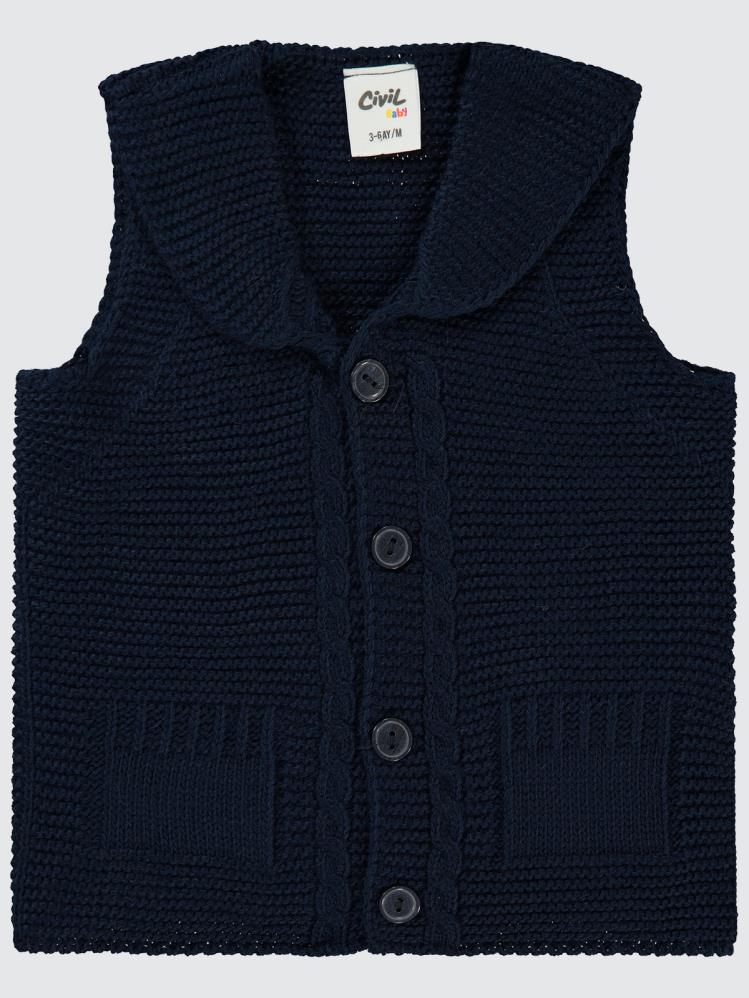 Civil Baby Yakalı Cepli 3-18 Ay Yelek - Lacivert
