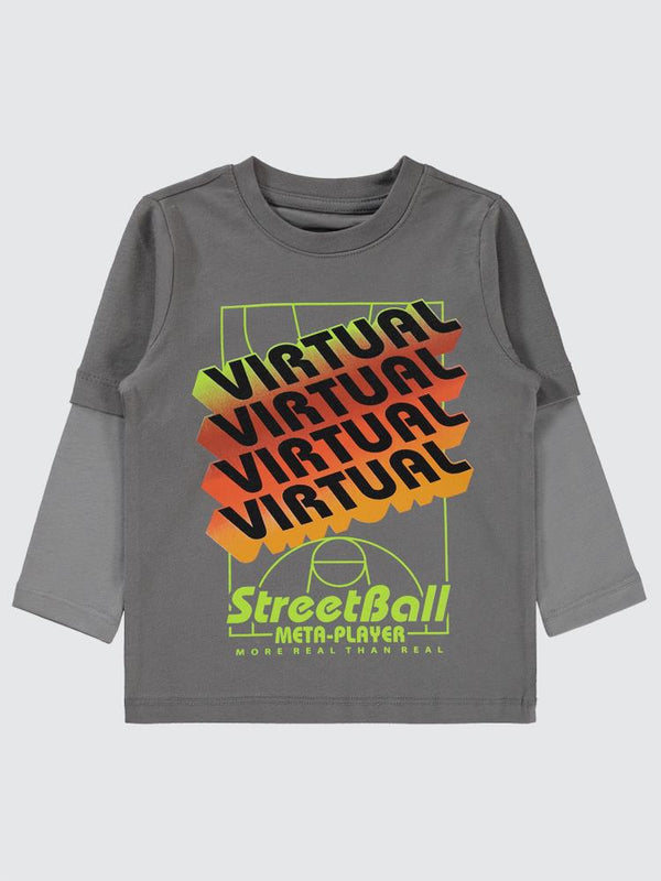 Civil Boys Streetball Baskılı 2-5 Yaş Sweatshirt - Gri