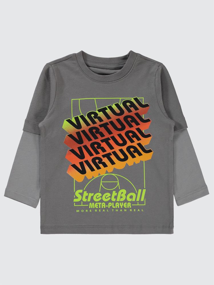 Civil Boys Streetball Baskılı 2-5 Yaş Sweatshirt - Gri