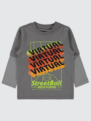Civil Boys Streetball Baskılı 2-5 Yaş Sweatshirt - Gri