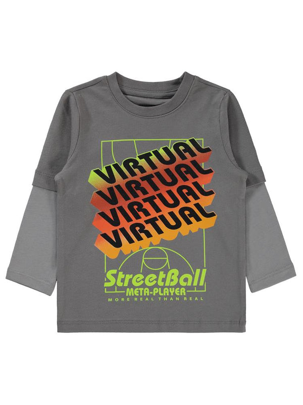 Civil Boys Streetball Baskılı 2-5 Yaş Sweatshirt - Gri